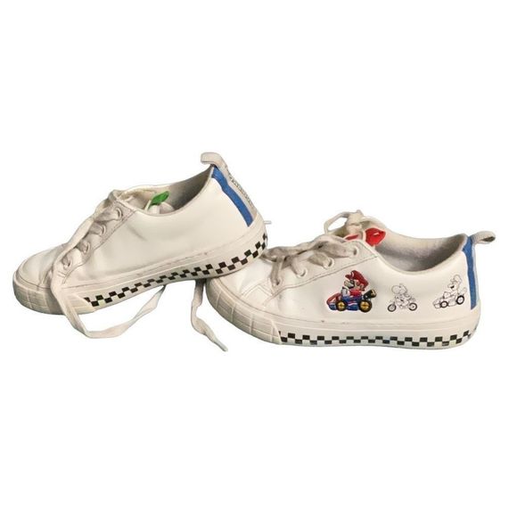 Boys Kids Zara Mario Luigi White Leather Sneakers Size 28 EU 11 US - Picture 4 of 9